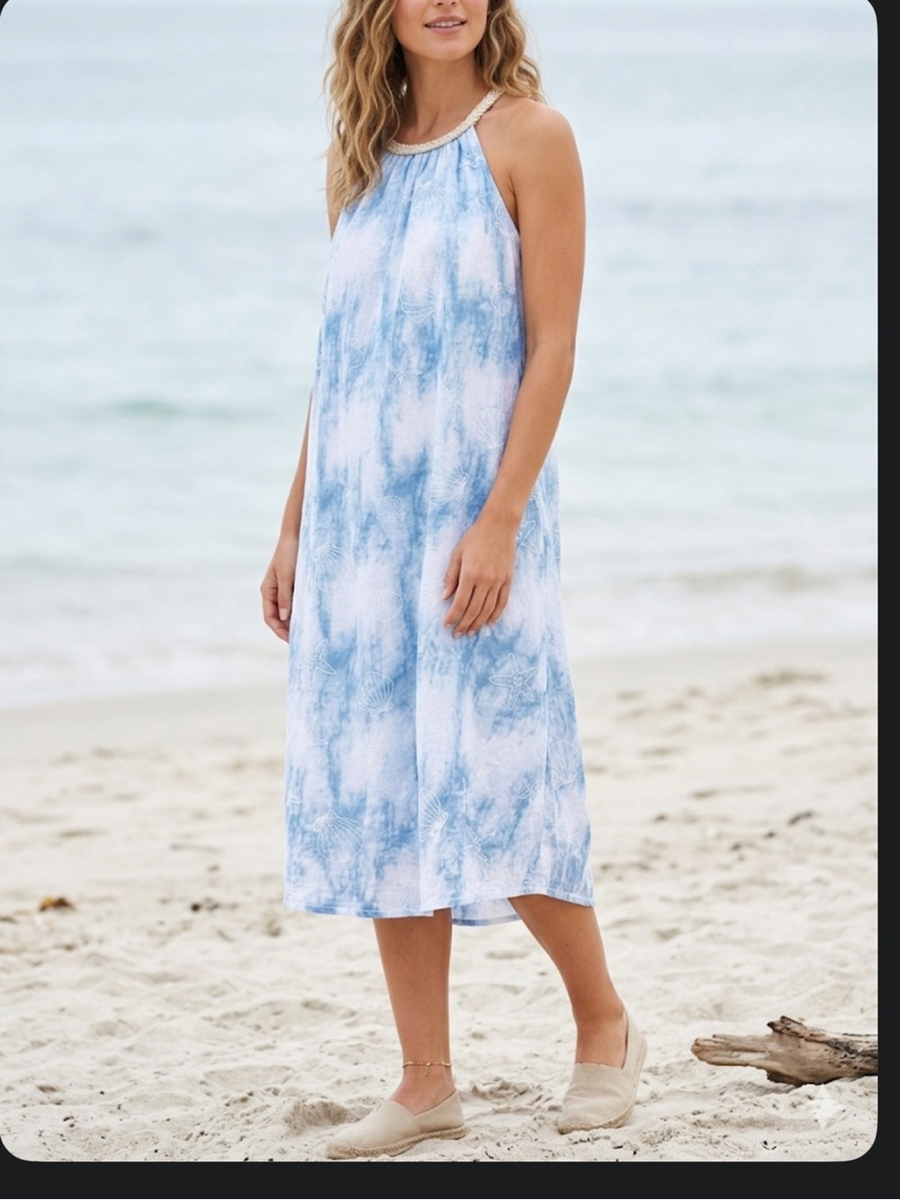 India Boutique Blue Tie-Dye fully lined Dress/coverup NWT